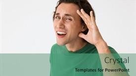  Presentation with hear - Slides having image-of-displeased-young-man background and a ocean colored foreground