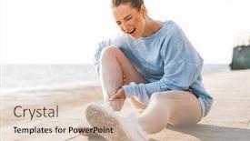  Presentation with leg pain - Theme enhanced with image of displeased young sports woman outdoors on beach touching leg feeling pain in calves background and a lemonade colored foreground