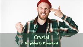  Presentation with gun - Slides with image of dissatisfied bearded guy background and a ocean colored foreground