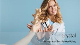  Presentation with root - Slide deck featuring image of dissatisfied woman 20s background and a light blue colored foreground