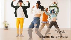  Presentation with club training - Presentation design consisting of image-of-diverse-female background and a soft green colored foreground