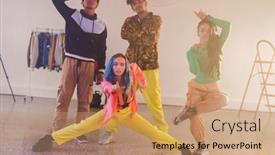  Presentation with art dance - PPT theme featuring image-of-diverse-female background and a coral colored foreground