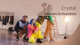  Presentation with art dance - Slide set with image-of-diverse-female background and a coral colored foreground