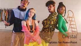  Presentation with art dance - PPT theme consisting of image-of-diverse-female background and a red colored foreground