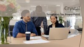  Presentation with corporation - Slides consisting of image-of-diverse-female background and a light gray colored foreground