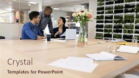  Presentation with corporation - Presentation theme consisting of image-of-diverse-female background and a lemonade colored foreground