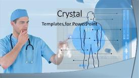  Presentation with digital image - Audience pleasing presentation theme consisting of image of doctor touching futuristic backdrop and a  colored foreground