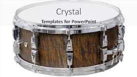  Presentation with drum - PPT theme featuring image of drum under the white background background and a white colored foreground
