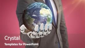  Presentation with earth - Slide deck featuring image of earth against red background and a  colored foreground