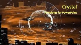  Presentation with city silhouette - Slide deck featuring image of earth with different background and a tawny brown colored foreground