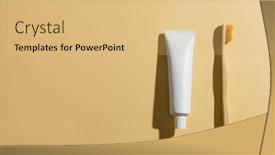  Presentation with eco plastic - Presentation theme featuring image-of-eco-toothbrush background and a yellow colored foreground