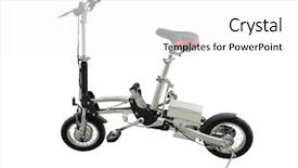  Presentation with electric bicycle - Colorful PPT theme enhanced with image of electric folding bicycle backdrop and a white colored foreground