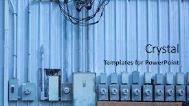  Presentation with electric meter - Beautiful slide deck featuring image of electric meters backdrop and a light blue colored foreground