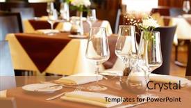  Presentation with restaurant - Cool new presentation with formal dinner event - image of elegant restaurant backdrop and a coral colored foreground