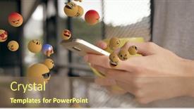  Presentation with social media network - Slides with image-of-emoticons-over-hands background and a coral colored foreground