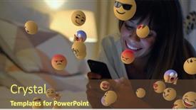  Presentation with social media network - Slide deck enhanced with image-of-emoticons-over-happy background and a tawny brown colored foreground