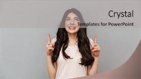  Presentation with lady - Colorful slide deck enhanced with image of emotional beautiful young backdrop and a  colored foreground