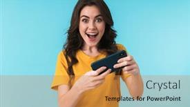  Presentation with mobile games - Theme consisting of image-of-emotional-positive-young background and a gold colored foreground