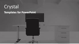  Presentation with business office desk - Presentation enhanced with image-of-empty-office-desk background and a dark gray colored foreground
