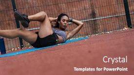  Presentation with sportswear - PPT theme consisting of sportswear doing criss cross background and a violet colored foreground