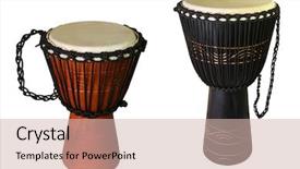  Presentation with ethnic relation - Slides featuring image of ethnic african drum background and a soft green colored foreground