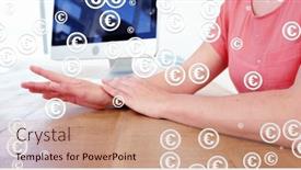  Presentation with digital euro - Presentation design consisting of image-of-euro-symbols-over background and a coral colored foreground