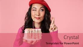  Presentation with pink birthday - Slide deck enhanced with image-of-excited-beautiful-asian background and a coral colored foreground