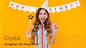  Presentation with magic wand - Presentation featuring image-of-excited-cute-woman background and a gold colored foreground