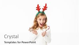  Presentation with antlers - Amazing presentation theme having image-of-excited-little-girl backdrop and a white colored foreground
