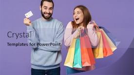  Presentation with purple wall - Slide deck consisting of image-of-excited-pleased-optimistic background and a light blue colored foreground