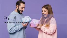  Presentation with purple wall - Theme having image-of-excited-positive-young background and a light blue colored foreground