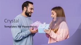  Presentation with purple wall - Audience pleasing PPT layouts consisting of image-of-excited-positive-young backdrop and a light blue colored foreground