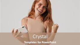  Presentation with winner - Slides featuring image-of-excited-smiling-redhead background and a coral colored foreground