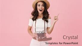  Presentation with retro television knobs isolated - Presentation theme consisting of image-of-excited-woman background and a lemonade colored foreground