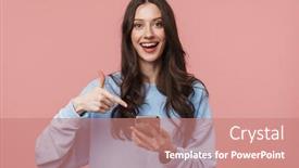  Presentation with eyes detection in an image - Amazing slide set having image-of-excited-young-woman backdrop and a coral colored foreground