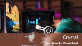  Presentation with video game - Slide deck having image-of-exhausted-young-man background and a tawny brown colored foreground