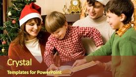  Presentation with fairy tales - Amazing slides having image of family members reading fairy tales together at home backdrop and a tawny brown colored foreground