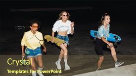  Presentation with girls night - Amazing theme having fashion multiethnic girls in streetwear backdrop and a tawny brown colored foreground