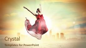  Presentation with ballet - Beautiful theme featuring image of female ballet dancing outdoor against city background backdrop and a cream colored foreground