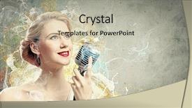  Presentation with singer - Slide deck enhanced with image of female blond singer holding microphone against smoke background background and a light gray colored foreground