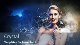  Presentation with singer - Slide set featuring image of female blonde singer holding microphone against smoke background background and a ocean colored foreground