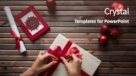  Presentation with female - Audience pleasing PPT theme consisting of image of female hands tying backdrop and a tawny brown colored foreground