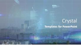  Presentation with data processing - Presentation design enhanced with image-of-finacial-data-processing background and a light blue colored foreground