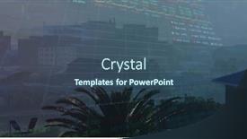  Presentation with digital image processing - Presentation theme with image-of-finacial-data-processing background and a ocean colored foreground