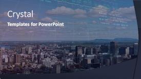  Presentation with digital image processing - PPT layouts having image-of-finacial-data-processing background and a ocean colored foreground