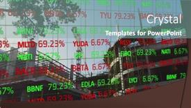  Presentation with housing market - PPT theme featuring image-of-financial-data-processing background and a seafoam green colored foreground