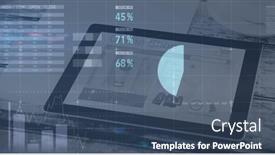 Presentation with digital image processing - Presentation featuring image-of-financial-data-processing background and a ocean colored foreground