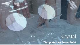  Presentation with diverse business people - Slides with image-of-financial-data-processing background and a seafoam green colored foreground