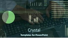  Presentation with computer processing - Presentation design featuring image-of-financial-data-processing background and a tawny brown colored foreground