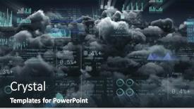  Presentation with image processing - PPT theme consisting of image-of-financial-data-processing background and a tawny brown colored foreground